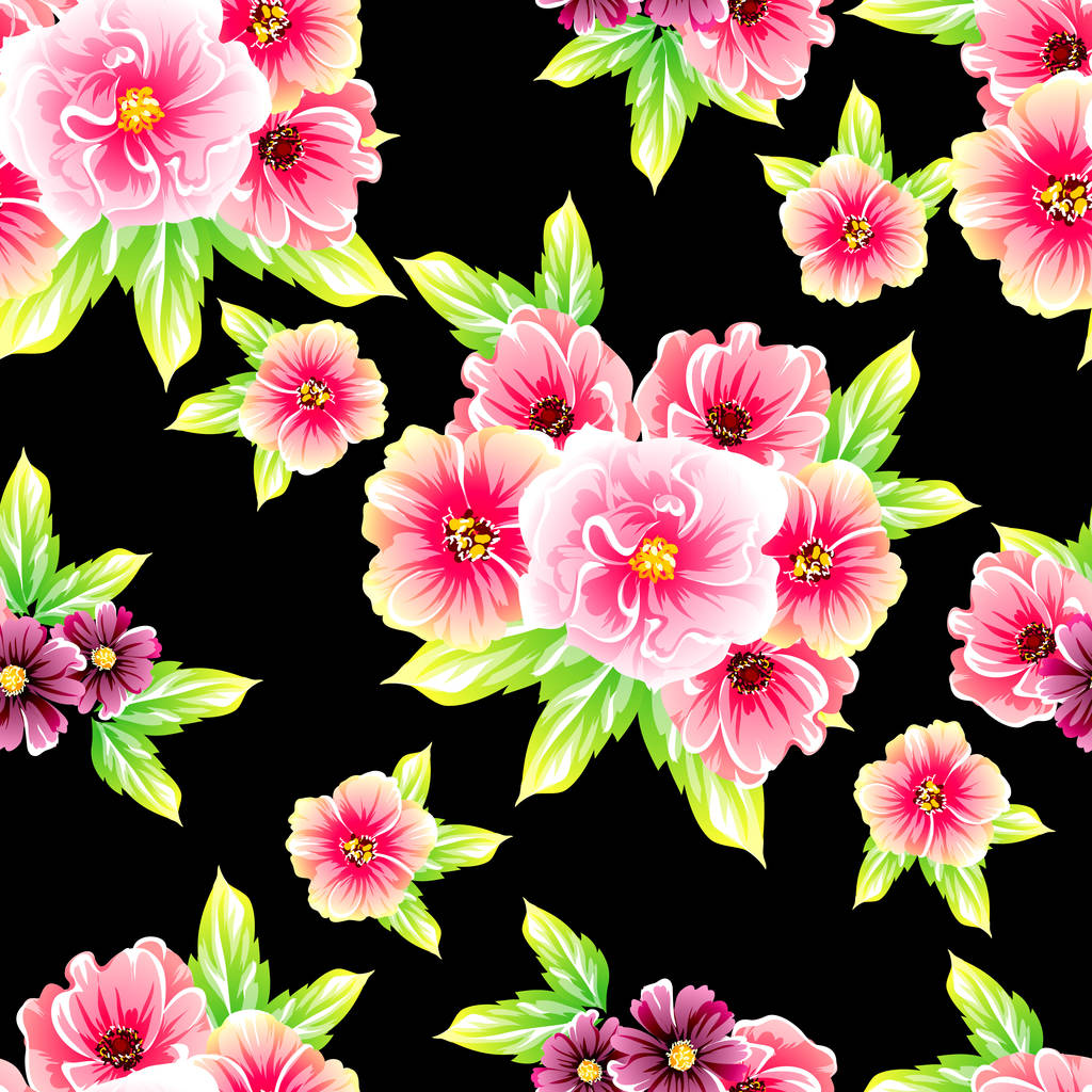 Patrón de flores de estilo vintage sin costuras. Elementos florales en color
 - Vector, imagen