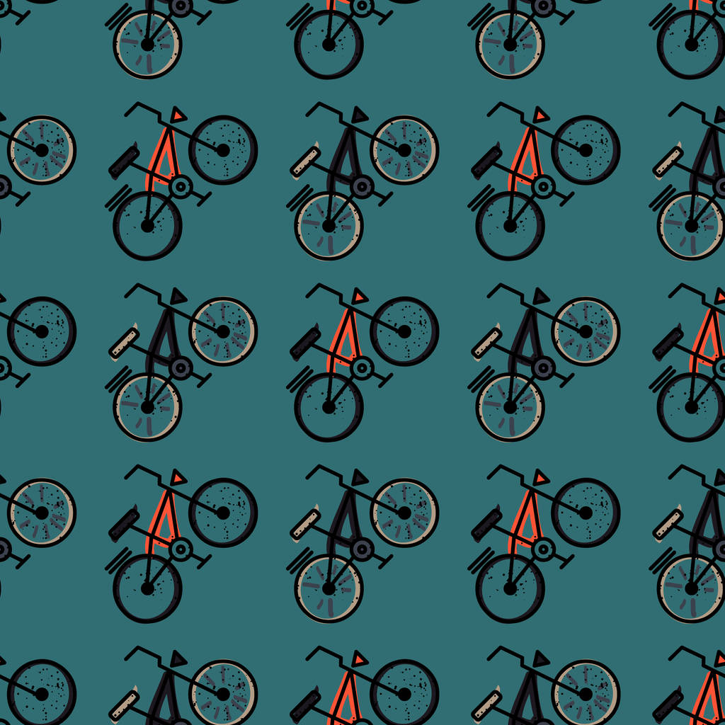 自転車のシームレスなパターン - ベクター画像
