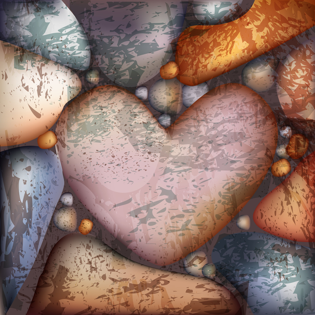 Vector background with stone hearts. - Vector, Image