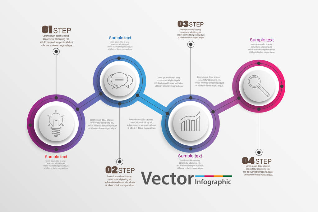 Infographie en cercle vectoriel en quatre étapes. Modèle de diagramme, graphique, présentation et graphique. Concept d'entreprise, pièces, étapes ou processus. Eps 10
 - Vecteur, image