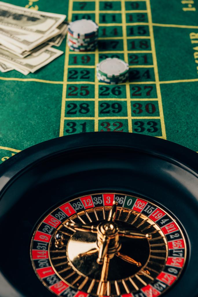 Casino table with roulette and placed chips - Photo, Image