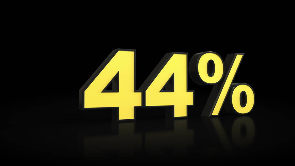 σαράντα τέσσερις 44 τοις εκατό 3d rendering - Φωτογραφία, εικόνα