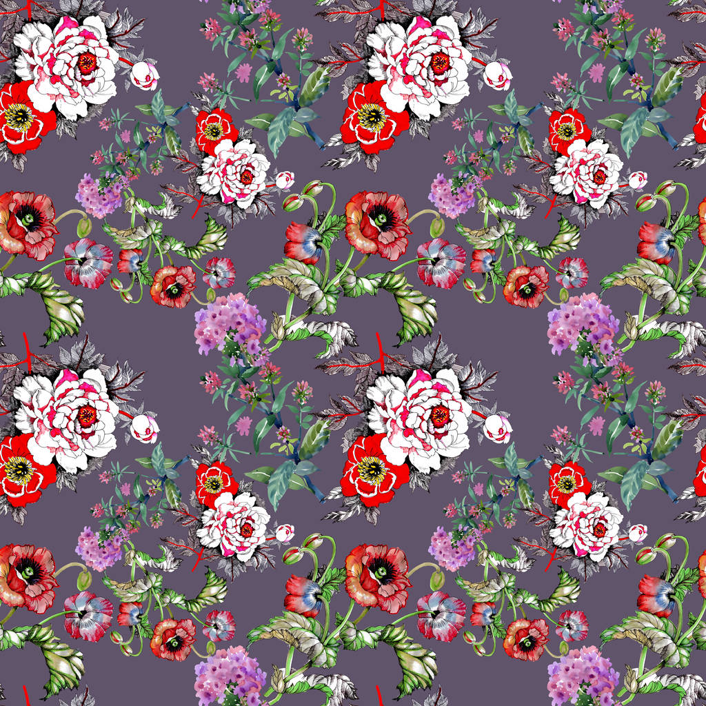  seamless pattern with beautiful colorful flowers  - Photo, Image