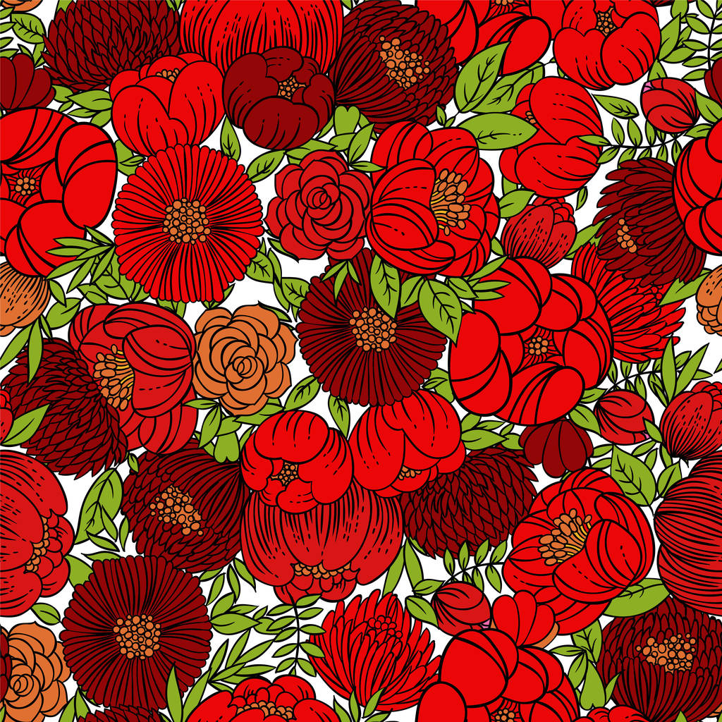design de ilustração vetorial de flores vermelhas sem costura fundo padrão
. - Vetor, Imagem