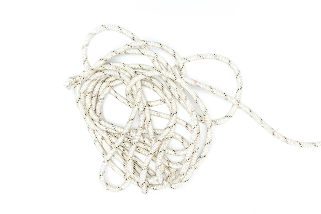top view of white marine rope isolated on white - Photo, Image