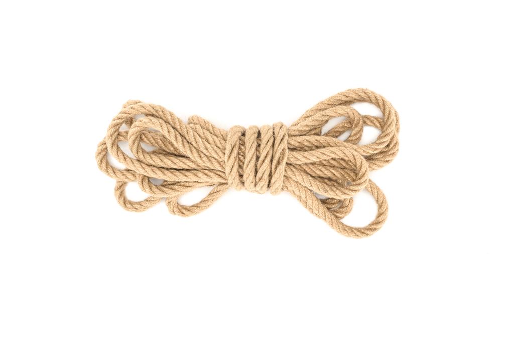 top view of tied nautical rope isolated on white - Photo, Image