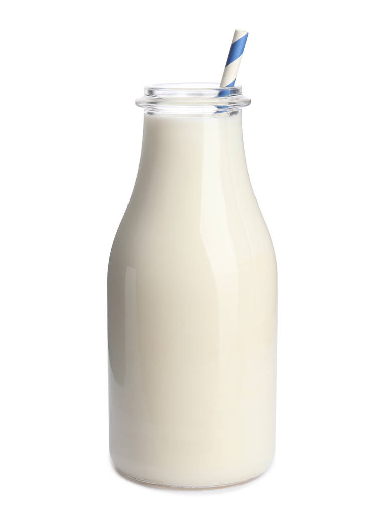 botella de leche sobre fondo blanco - Foto, imagen