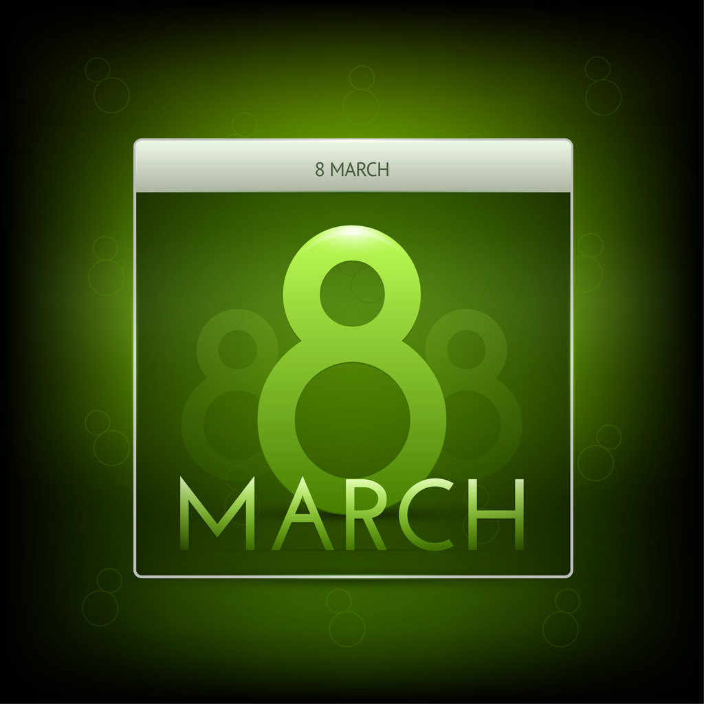 8 марта зелёная кнопка
. - Вектор,изображение