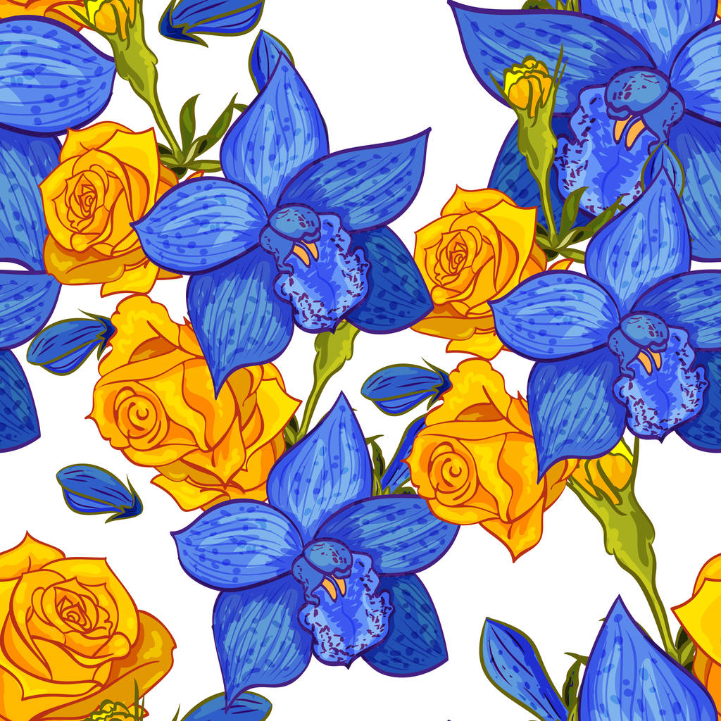 シームレスな花パターン ベクトル - ベクター画像