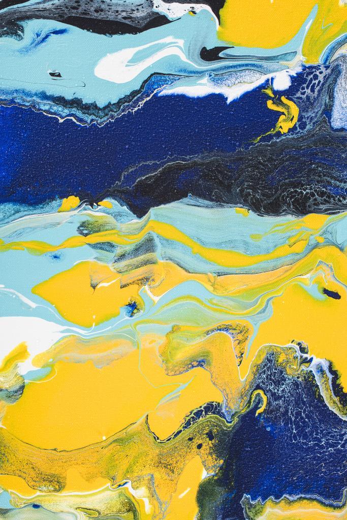 Fondo de óleo abstracto coloreado con pintura amarilla y azul
 - Foto, Imagen