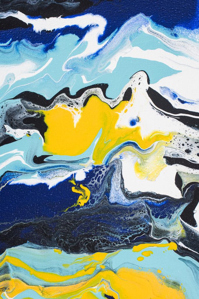 Peinture à l'huile abstraite avec peinture jaune et bleue
 - Photo, image