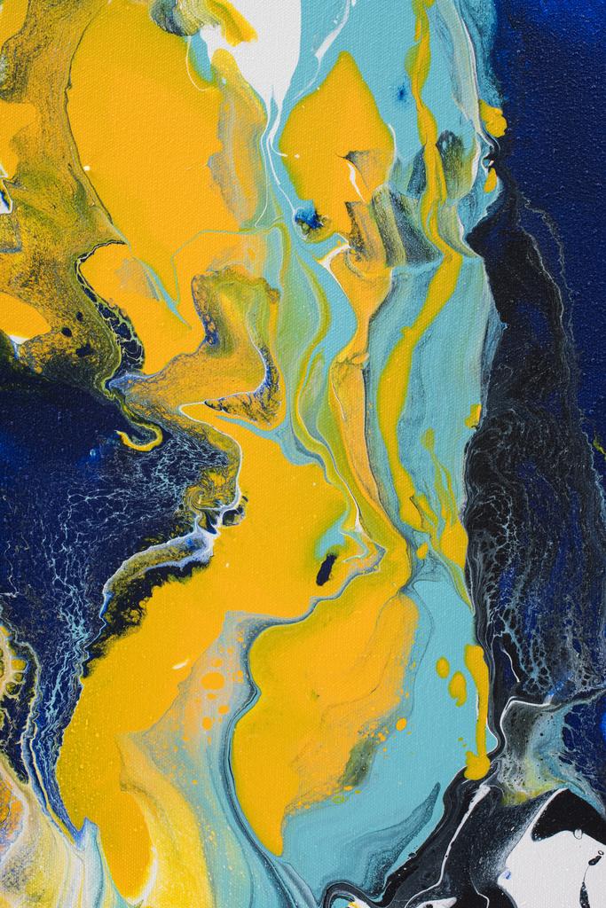 Abstract acrylic background with yellow and blue paint - Photo, Image