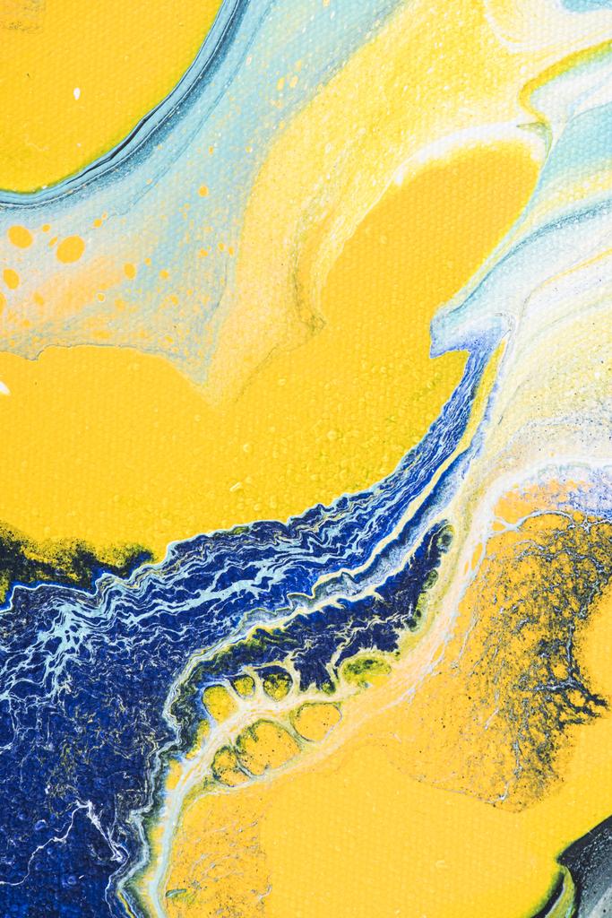 Abstract texture with yellow and blue acrylic paint - Photo, Image