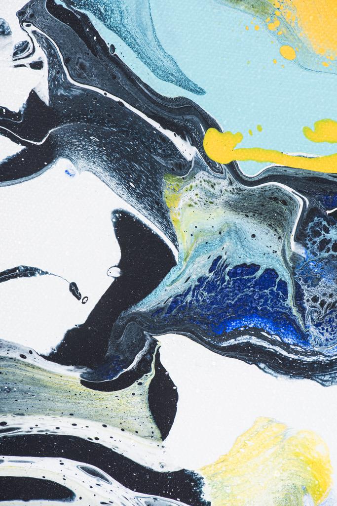 Texture abstraite avec peinture acrylique jaune et bleue
 - Photo, image