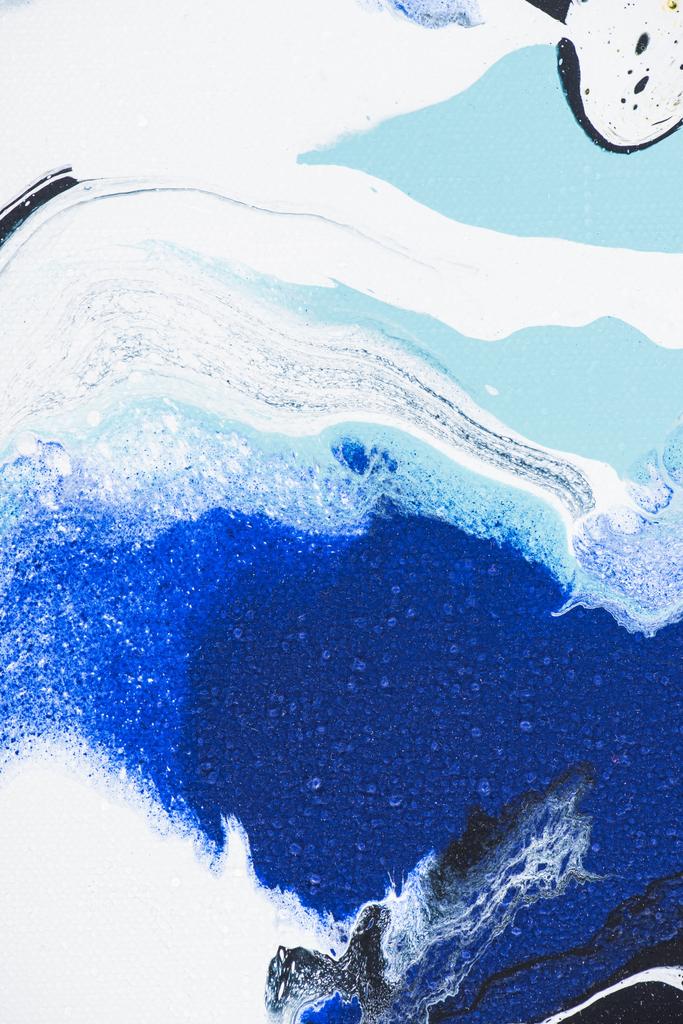 Abstraktní textura s bílou a modrou olejomalba - Fotografie, Obrázek