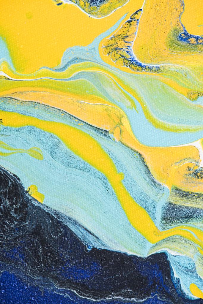 Abstract oil painting with yellow and light blue colors - Photo, Image