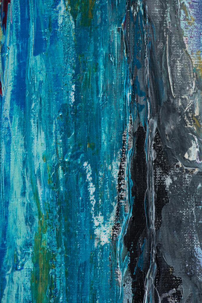 Kunst Hintergrund mit blauen und grauen Pinselstrichen von Ölfarbe - Foto, Bild