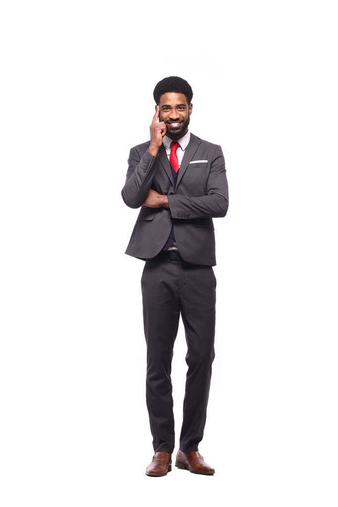 hombre negro feliz delante de un fondo blanco
 - Foto, Imagen