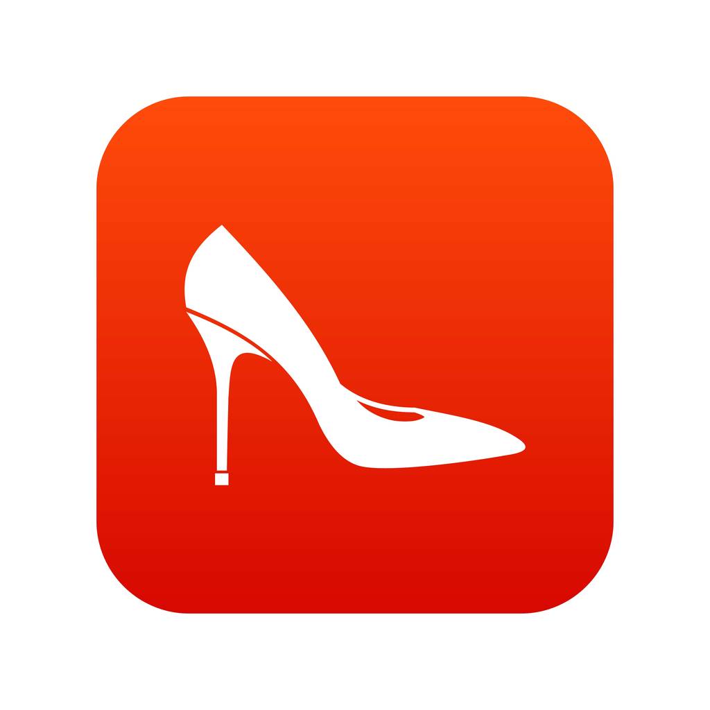 Vrouwen schoen met hoge hakken pictogram digitale rood - Vector, afbeelding