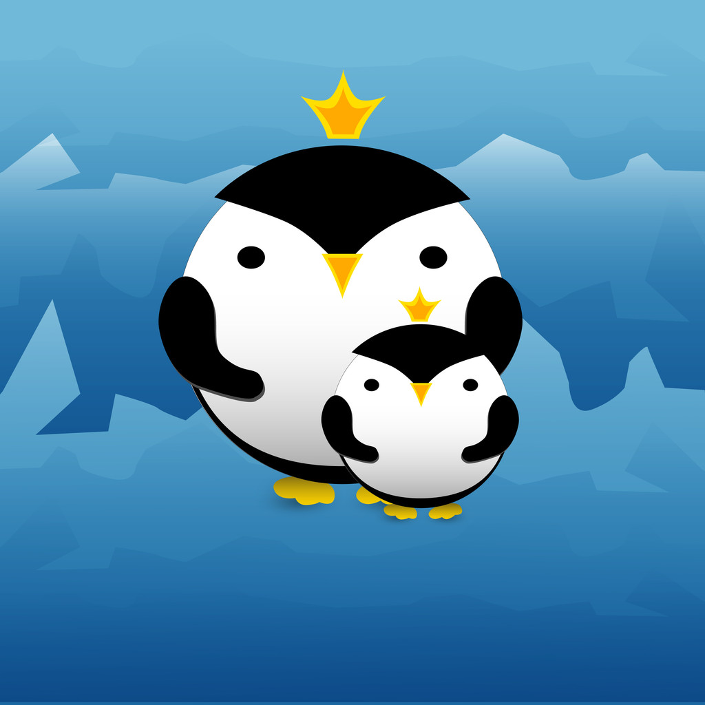 Vector illustration of cute penguins with crowns. - Vector, Image