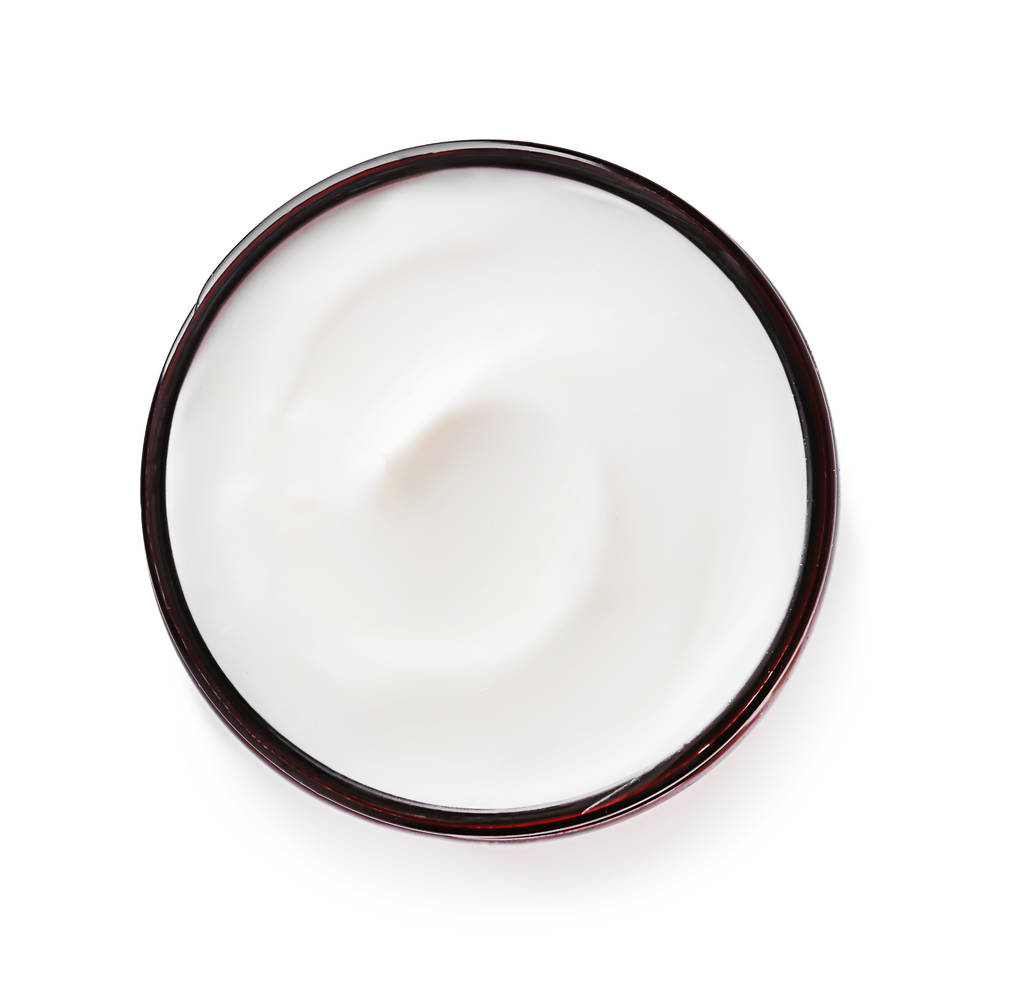 Tarro de crema corporal sobre fondo blanco
 - Foto, Imagen