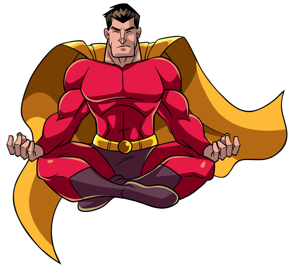 Superhero Meditating Illustration - Vector, Image