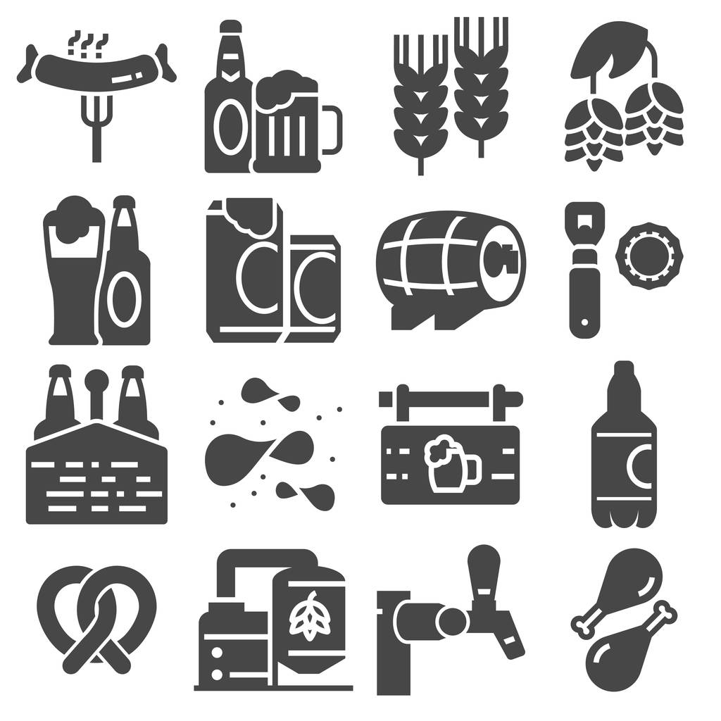 Простой набор векторных иконок, связанных с пивом
 - Вектор,изображение
