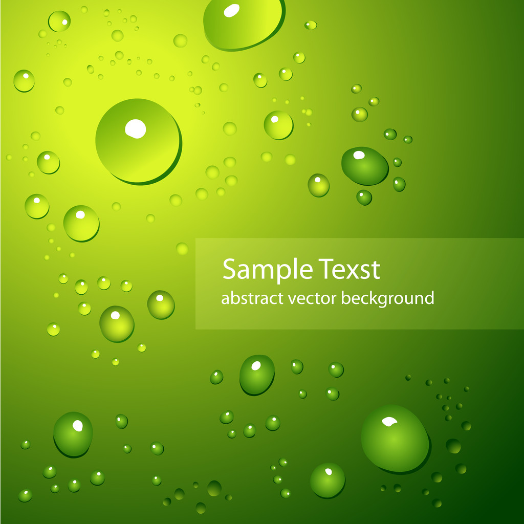 Water drops on green background. - Vector, Image