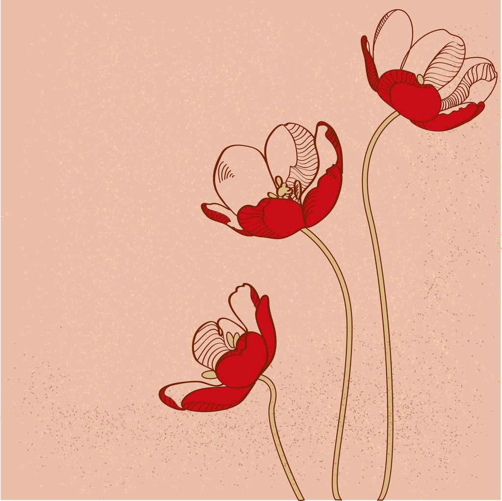 Vector red tulips. Vector illustration.  - Vector, Image
