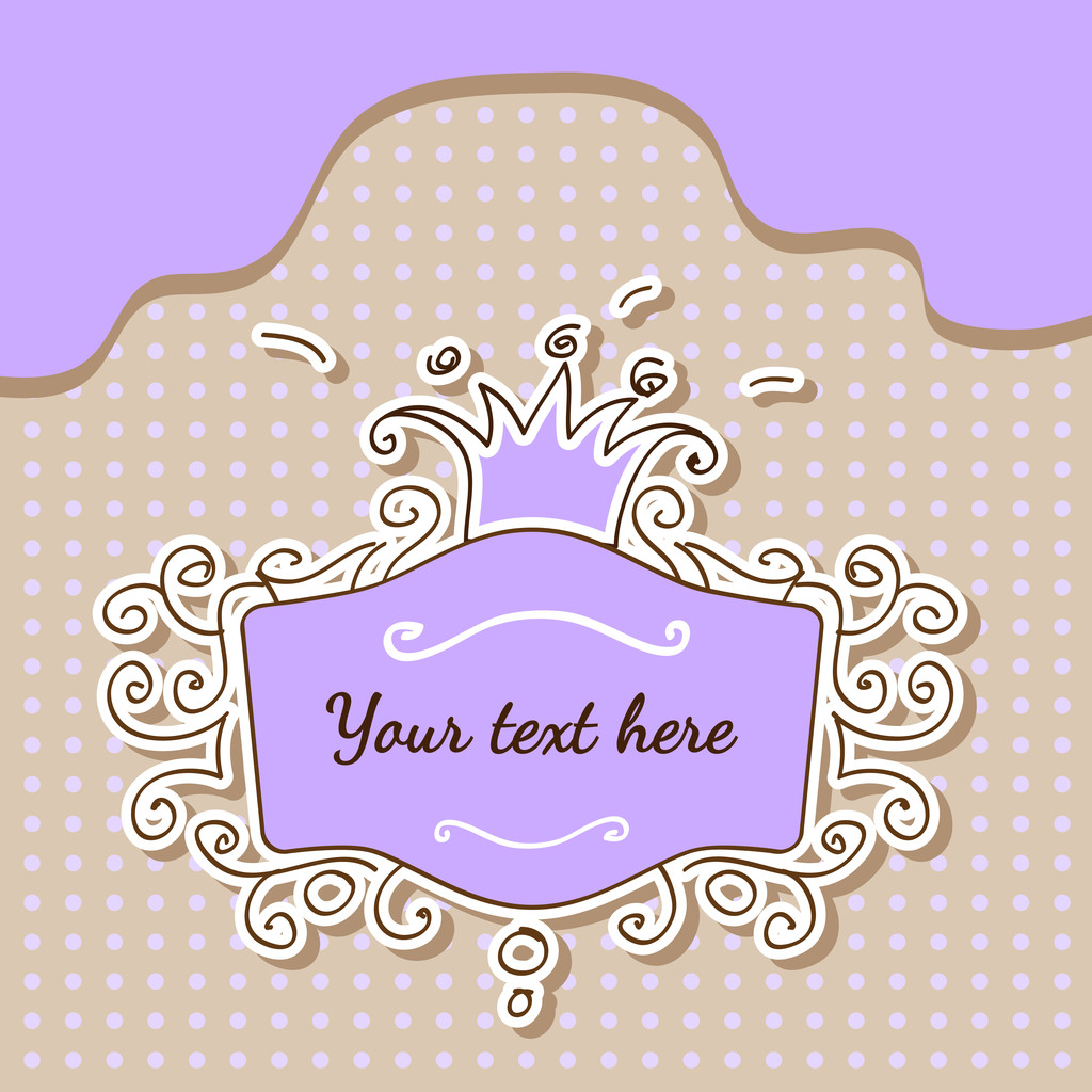 Vector purple frame with crown. - Vector, Image