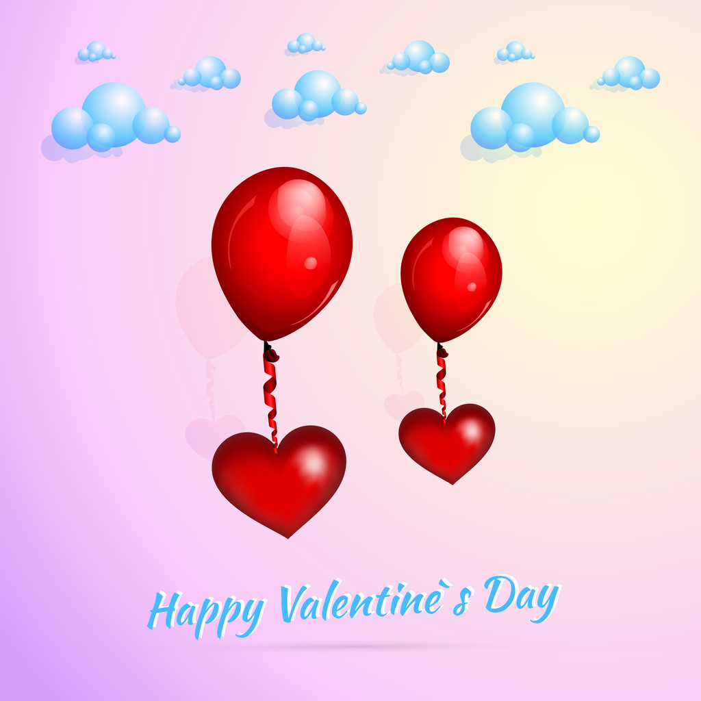 Fondo de San Valentín con globos
 - Vector, Imagen
