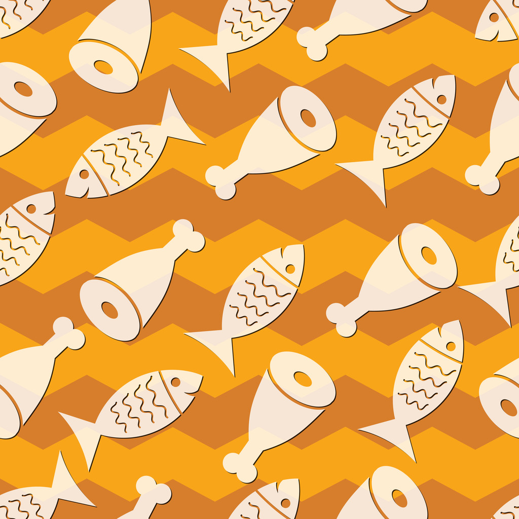 Безшовні риби та м'ясний фон Векторні ілюстрації
 - Вектор, зображення