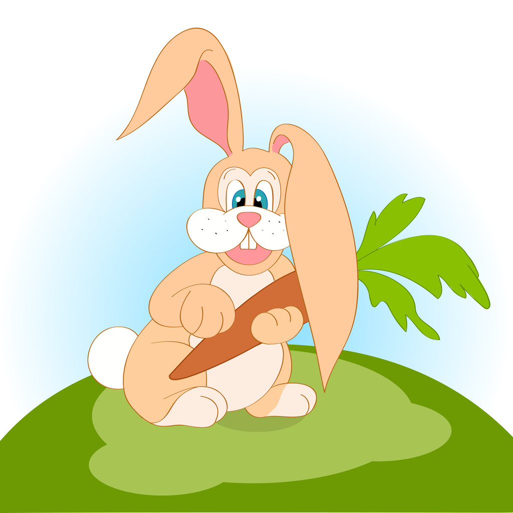 Illustration Of Cartoon Rabbit With Carrot Free Stock Vector Graphic Image