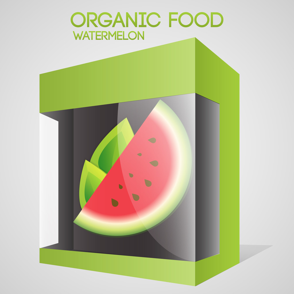 Vector illustration of watermelon in packaged. Organic food concept. - Vector, Image