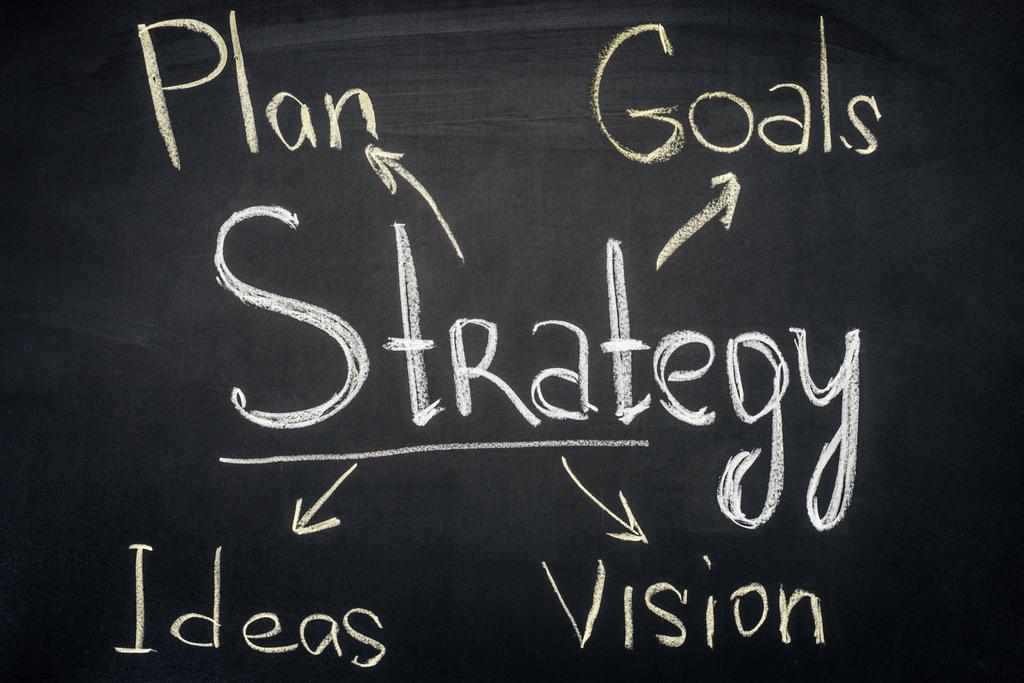 Üzleti stratégiát, ágak felirat chalkboard - Fotó, kép