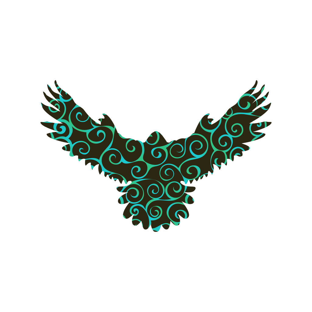 隼鷹鳥スパイラル パターン色シルエット動物 - ベクター画像