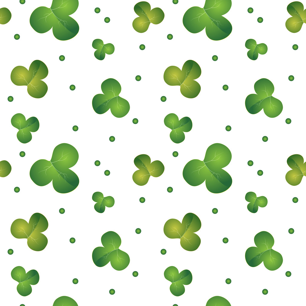Green seamless clover pattern - vector background for St. Patrick 's Day
 - Вектор,изображение