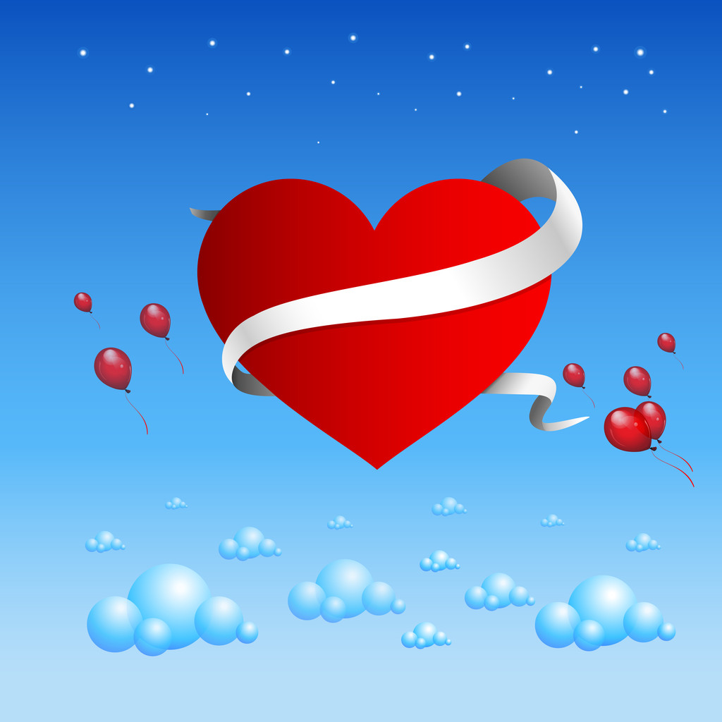 Fondo de San Valentín con globos
 - Vector, imagen