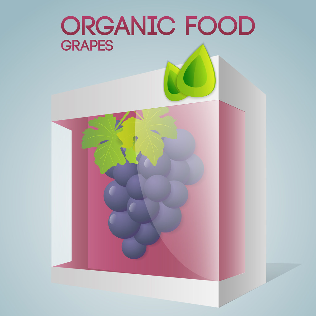 Ilustracja wektorowa winogron w pakowane. koncepcja żywności ekologicznej. - Wektor, obraz