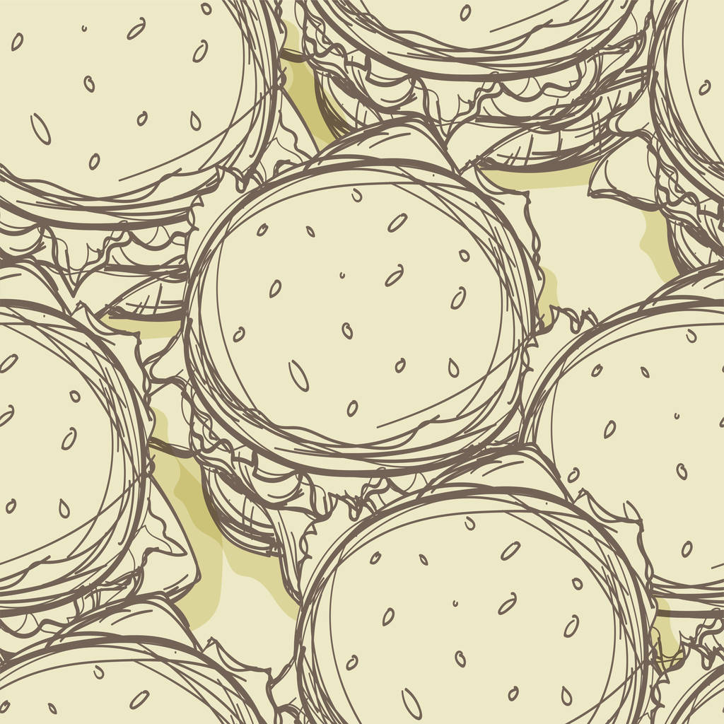 rajz grafikus háttér, minta hamburger - Vektor, kép