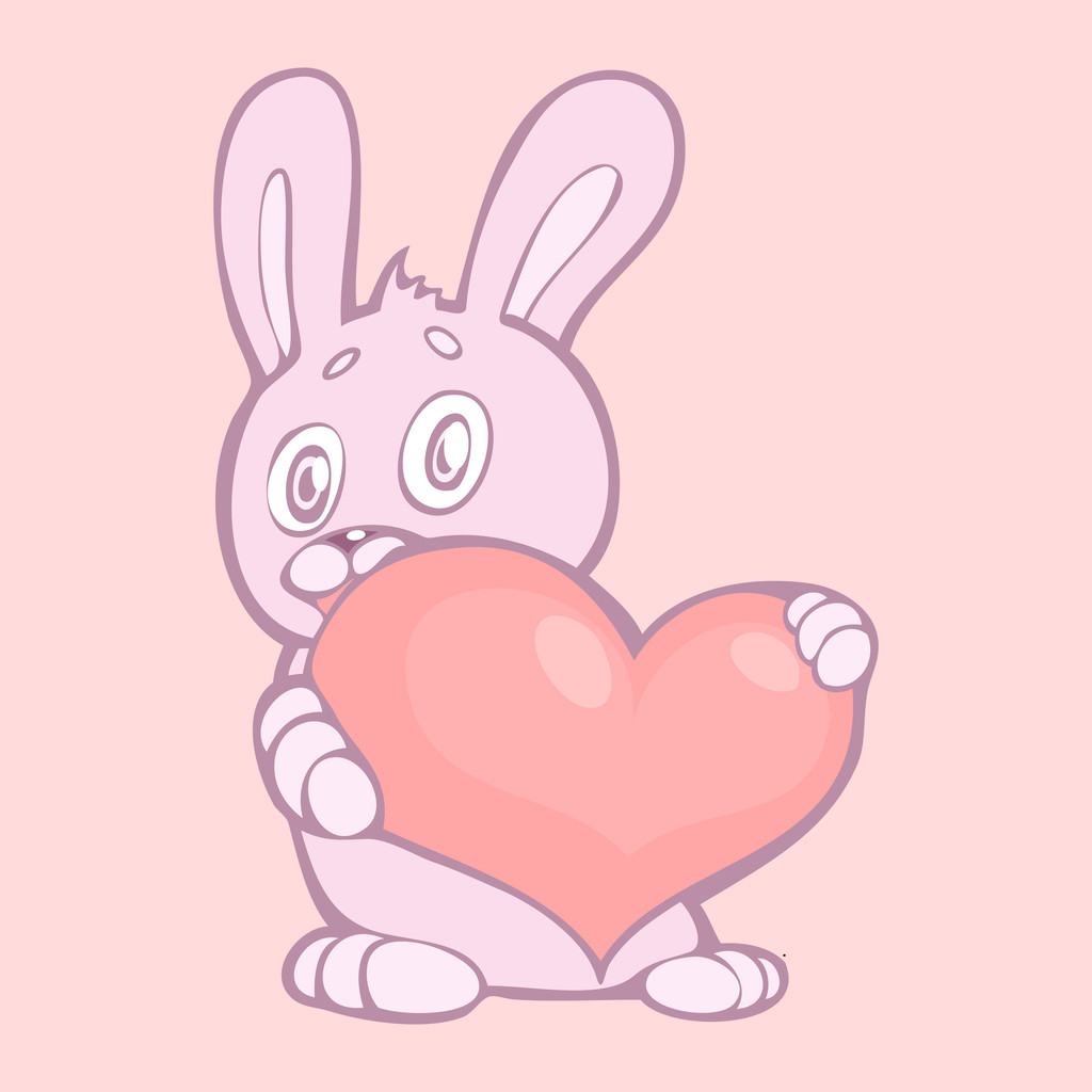 Прекрасний кролик тримає рожеве серце. Векторні ілюстрації
. - Вектор, зображення