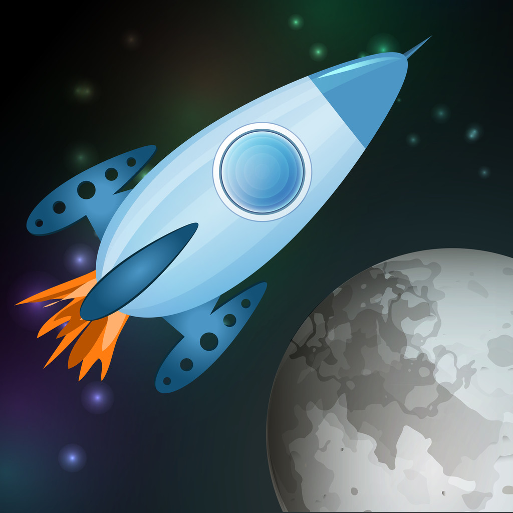 Vector Illustration Of Spaceship Flying Into Galaxy. Free Stock Vector  Graphic Image