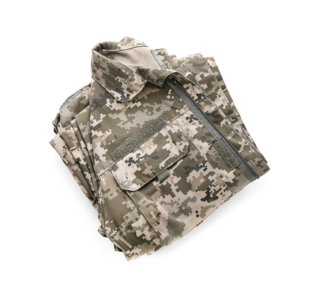 Vêtements militaires sur fond blanc
 - Photo, image