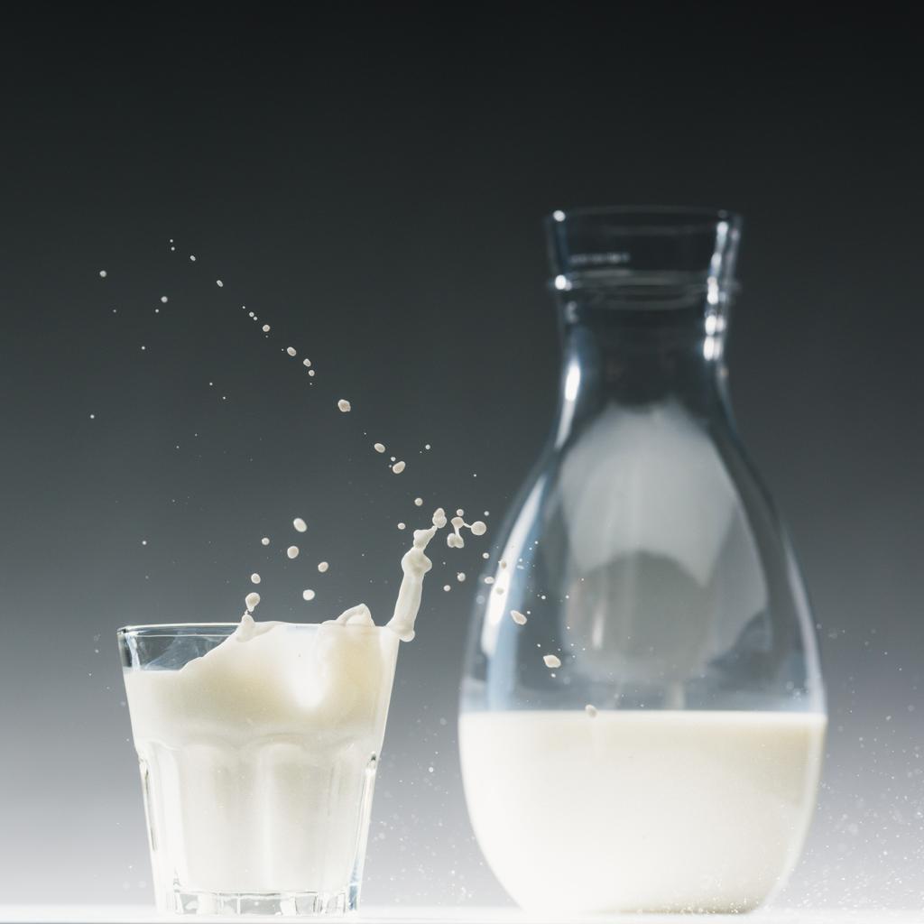Pohár tej, a tej-palack előtt vízcseppek - Fotó, kép