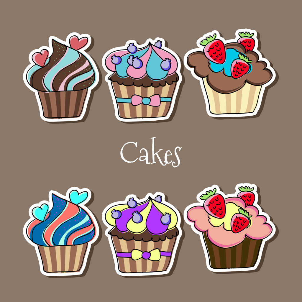 vector set van heerlijke cupcakes. - Vector, afbeelding