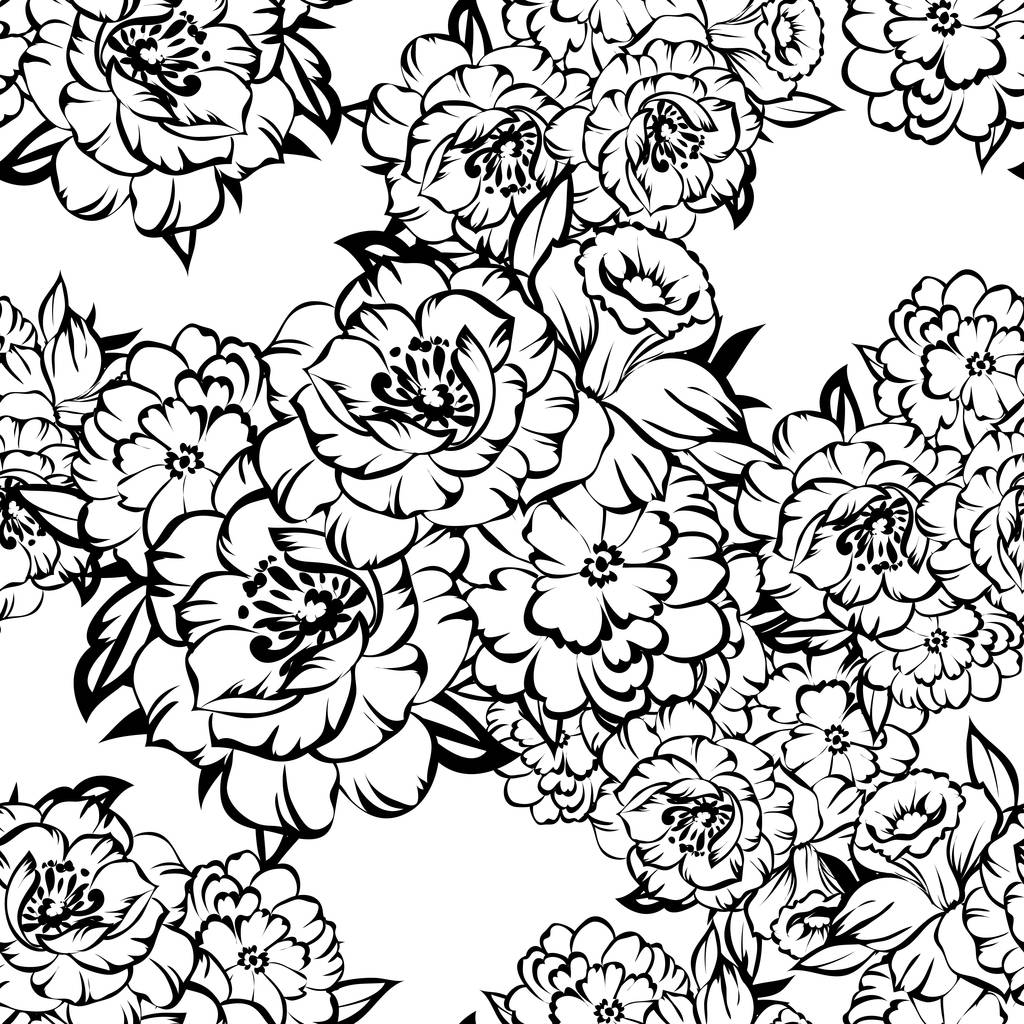 nahtlose Blumenmuster im Vintage-Stil. Florale Elemente in der Kontur - Vektor, Bild