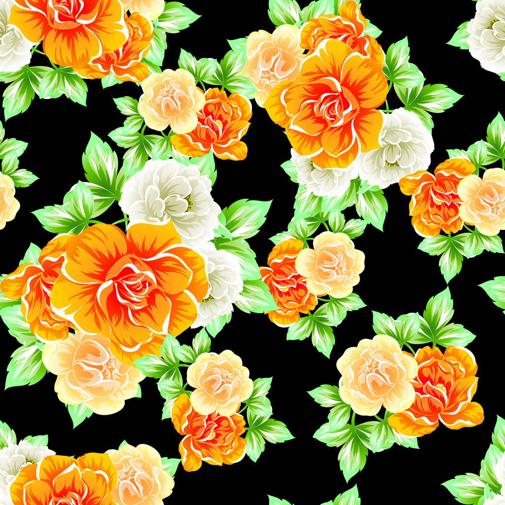 Varrat nélküli vintage stílusú virág minta. Virágos elemek színe - Vektor, kép
