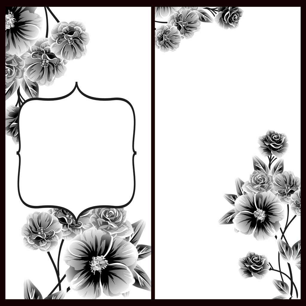 ヴィンテージスタイルの花の結婚式カードセット。花の要素とフレーム. - ベクター画像