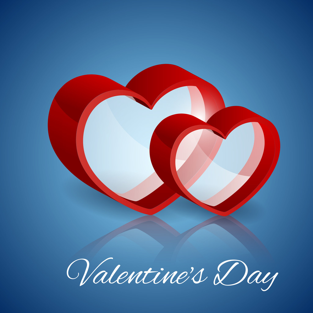 Vector background with glass hearts for Valentine's day. - Vector, Image