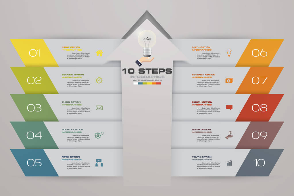 10 pasos de flecha Infografics plantilla. para su presentación. EPS 10
. - Vector, imagen